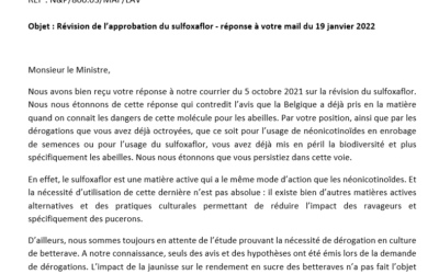 Sulfoxaflor : échange incompréhensif avec le Ministre David Clarinval