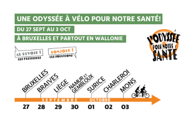 Lutte contre les pesticides : du 27 septembre au 3 octobre, à Bruxelles et partout Wallonie une Odyssée à vélo pour notre santé.